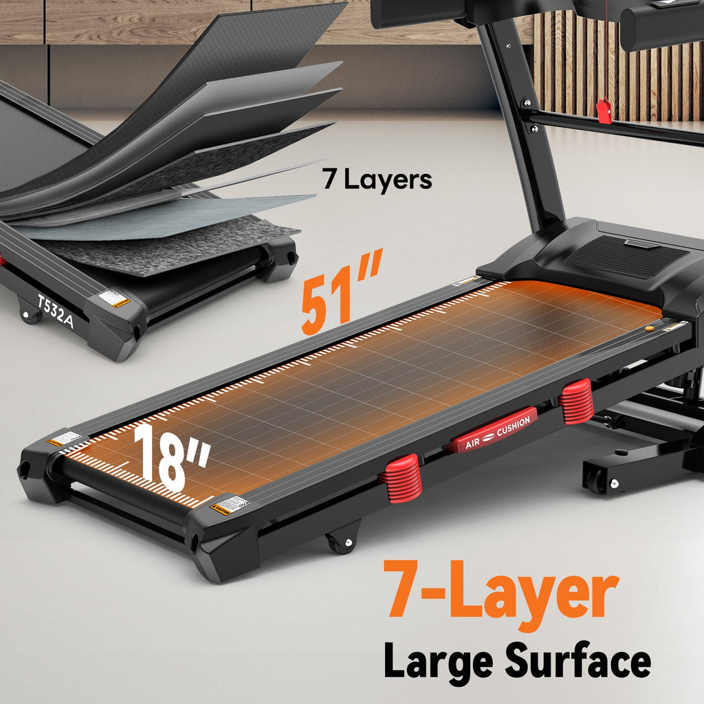 Famistar 5.1HP Folding Treadmill for Home with 15% Auto Incline, 300-400 LB Capacity, Portable Foldable Treadmill, FREE APP Control, Adjustable iPad Holder, 10MPH Speed, 71 Programs, Knee Strap Gift