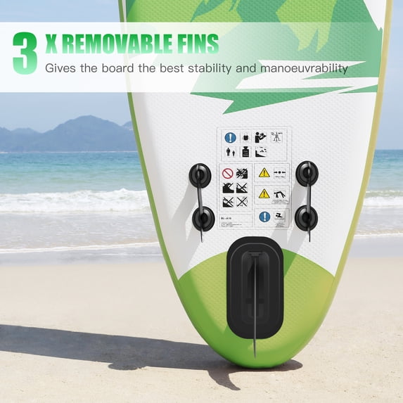 Famistar 12' Inflatable Stand Up Paddle Board SUP w/ 3 Fins, Adjustable Paddle, Pump & Carrying Backpack