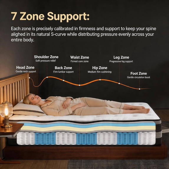 WNANEEZ 14" Queen Hybrid Mattress in a Box with Gel Memory Foam, Cooling Sleep, Medium Feel, Pressure Relief, Motion Isolation, Breathable Cover, CertiPUR-US Certified