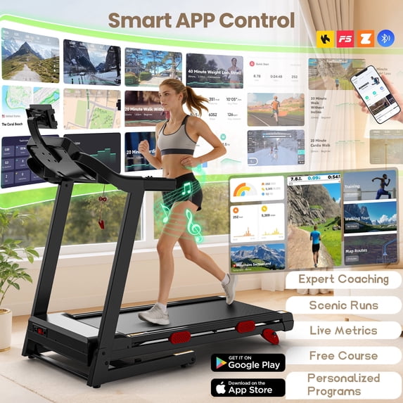 Qvamodo Home Folding Treadmills with 10% Incline, 0.6–9 MPH Speed, Ultra Quiet Brushless Motor, 330 lb Capacity, Walking Pad Treadmill, Caminadora Electrica Para Casa