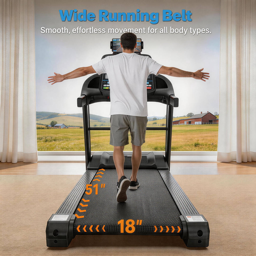WNANEEZ 5HP Foldable Treadmill for Home, Treadmill with 20% Auto Incline Exercise Treadmill, APP Control, 400 lbs Capacity, 12 MPH Walking Running Machine for Small Space, 71 Programs, Bonus Knee Strap