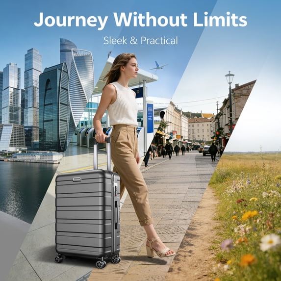 AQUGOKS Hardside Spinner Luggage Set of 11, Durable Lightweight Travel Suitcase Set (14/20/24/28 inch) with 7 Travel Organizer Packing Cubes, Hardshell Luggage with Double Wheels, Multi-size Suitcase
