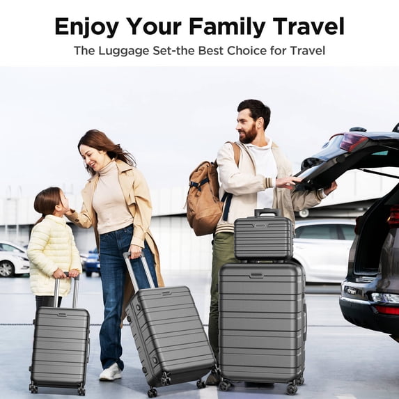 ODYAAZ 11 PCS Hardshell Luggage Sets – Durable Hardshell Suitcases with Silent Spinner Wheels and Password Lock for Family Trips, Vacation & Business, Black