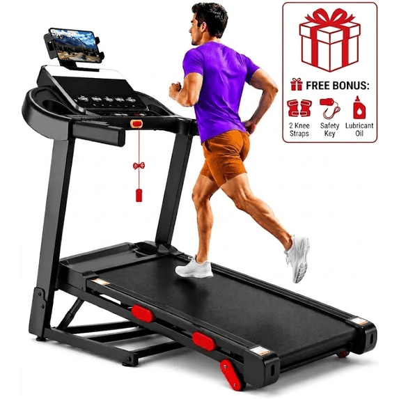 AQUGOKS Auto Incline Folding Treadmill for Home, 3.8HP Brushless Motor, 15% Incline, 330 lbs Capacity, Bluetooth Connectivity, 105 Built-In Workout Programs