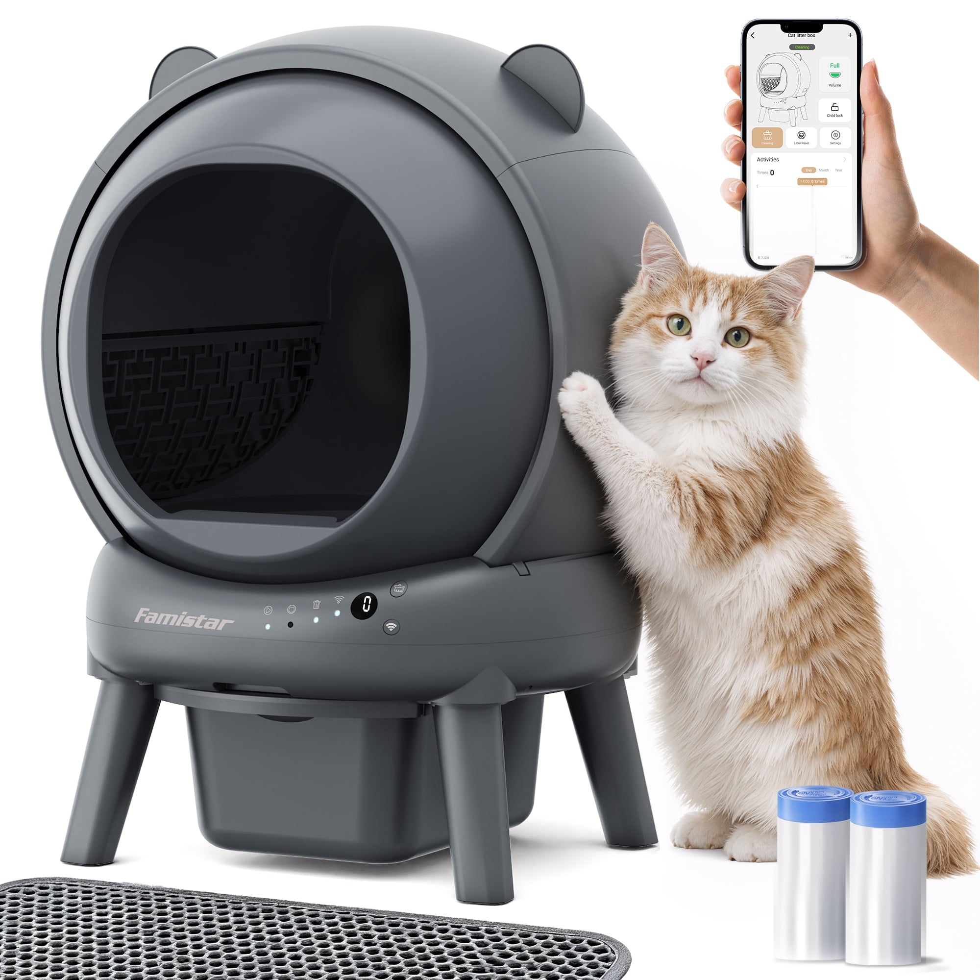 FaayFian Store Automatic Self-Cleaning Cat Litter Box, Smart App Control, 8 Sensor Safety Protection, 100L Large Interior, 15L Waste Bin, Low Noise 35dB, for Multi-Cat Homes