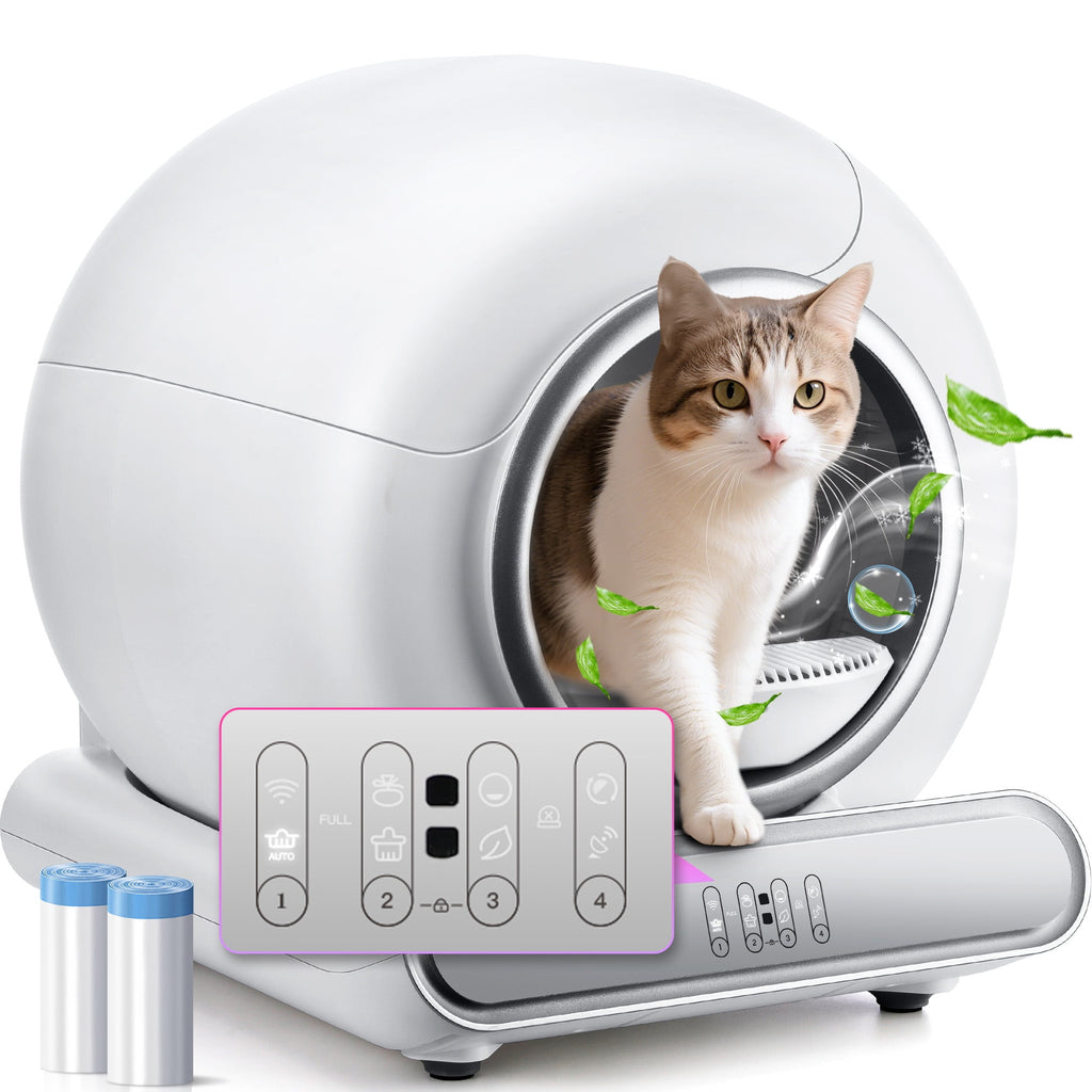 WNANEEZ Automatic Self Cleaning Litter Box for Multiple Cats, Scoop-Free Covered Smart Litter Box with Lid, 65L+9L Large Capacity, APP Remote Control with Health Monitoring, Odor Control, Litter Box Bags