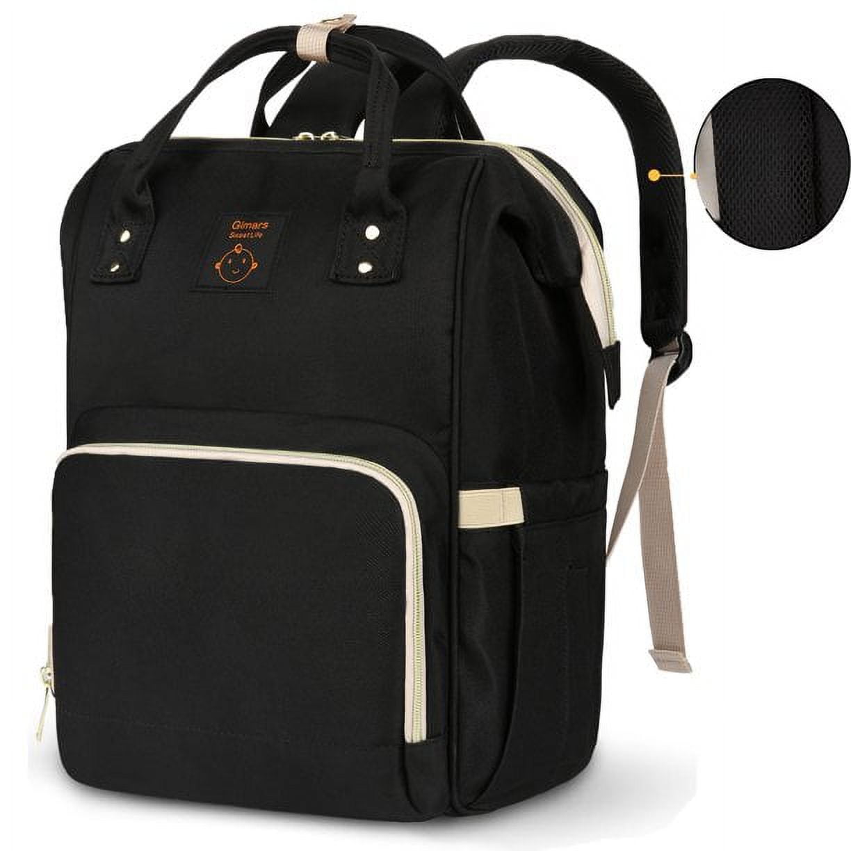MAJUNES Diaper Bag Backpack, Large Capacity Travel Baby Backpack Bags Multi-Functional Maternity Nappy Bag, Breathable Shoulder Strap Waterproof with Insulated Pockets,Black