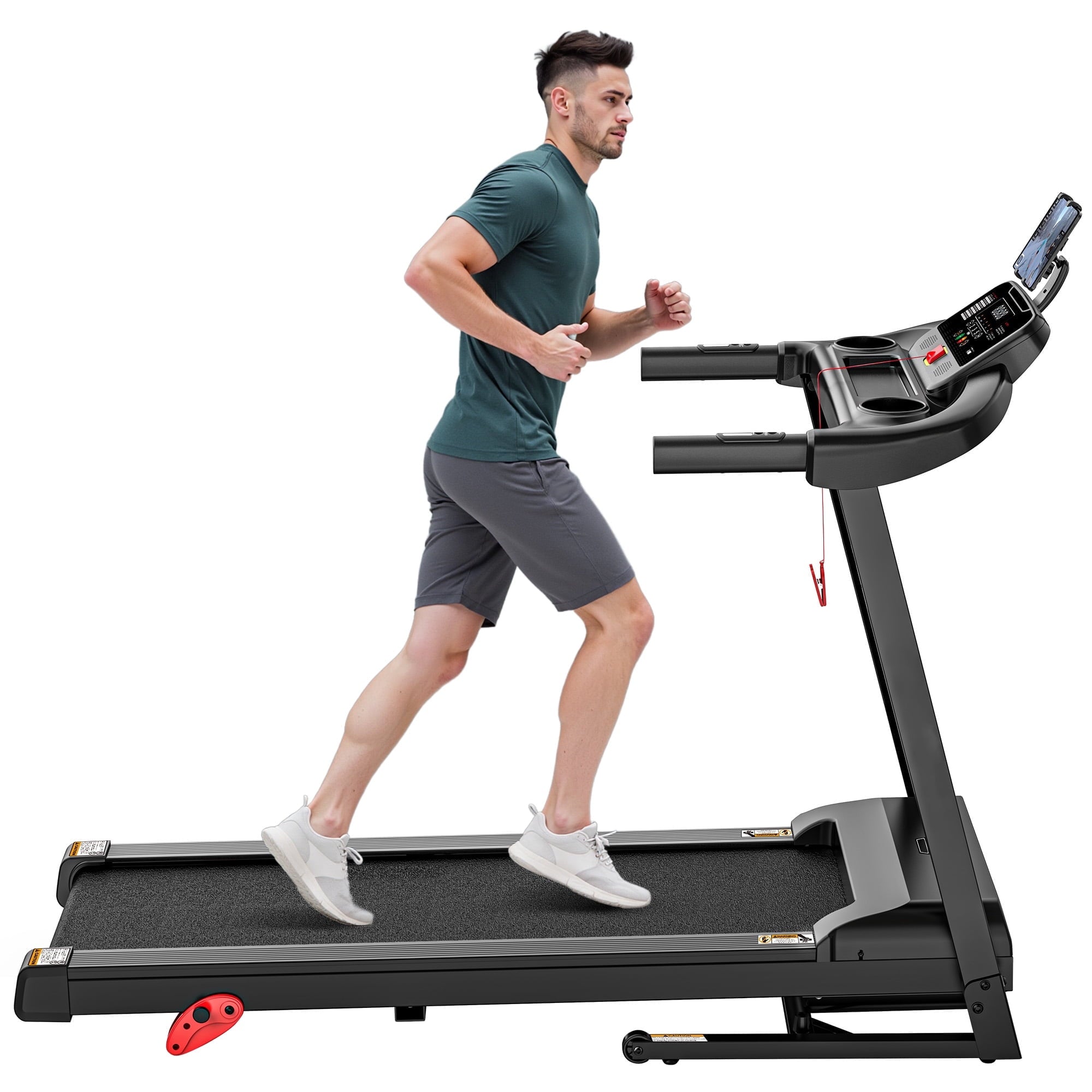 Qvamodo Compact Folding Treadmill for Home with 3.1HP Quiet Motor, 64 Programs, Heart-Rate Monitor, Space-Saving Design, 350 lbs Capacity