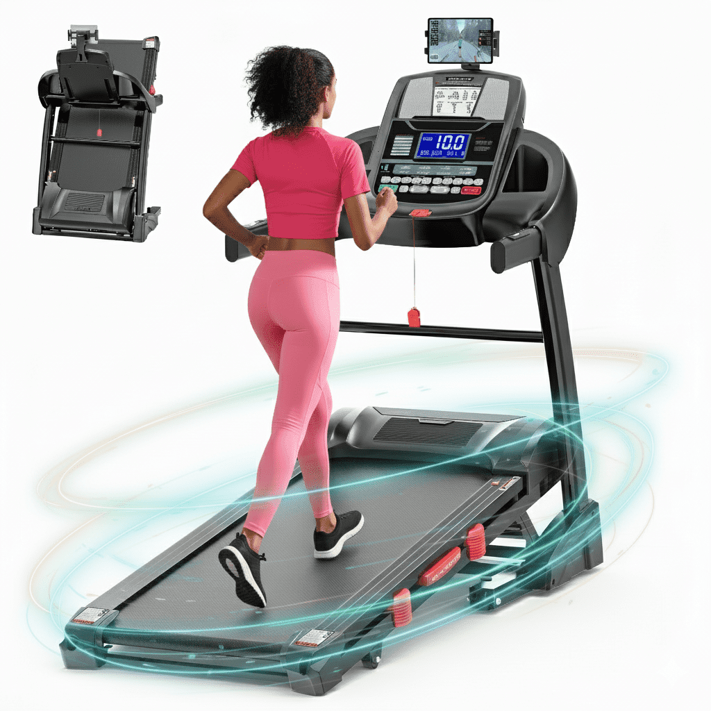 FaayFian Dual Motor 5.0HP Folding Electric Treadmill for Home, Durable Running Machine with 15% Auto Incline, 400LBS Capacity, Bluetooth & APP Control, Quiet Compact Walking Pad Treadmill