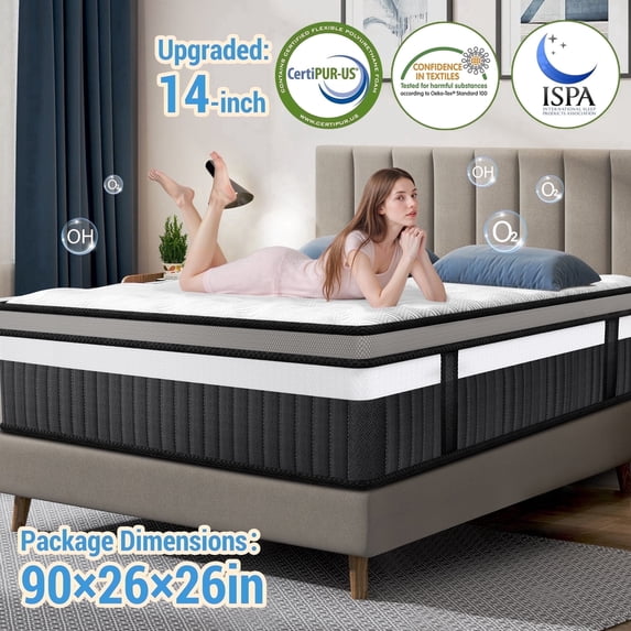 FaayFian 14" Queen Size Mattress, Gel Memory Foam Mattress, Queen Hybrid Mettress in a Box for Cooling Sleeping & Pressure Relief, Medium Firm, CertiPUR-US