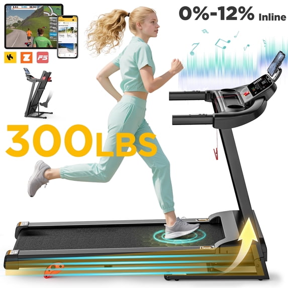 FaayFian Folding Smart Treadmill with 3 Incline, 7.5MPH, 300 lbs Capacity, Electric Treadmill Running Machine, Folding Electric Motorized Treadmill for Home,Free Exclusive App, 2.5 HP Brushless Motor