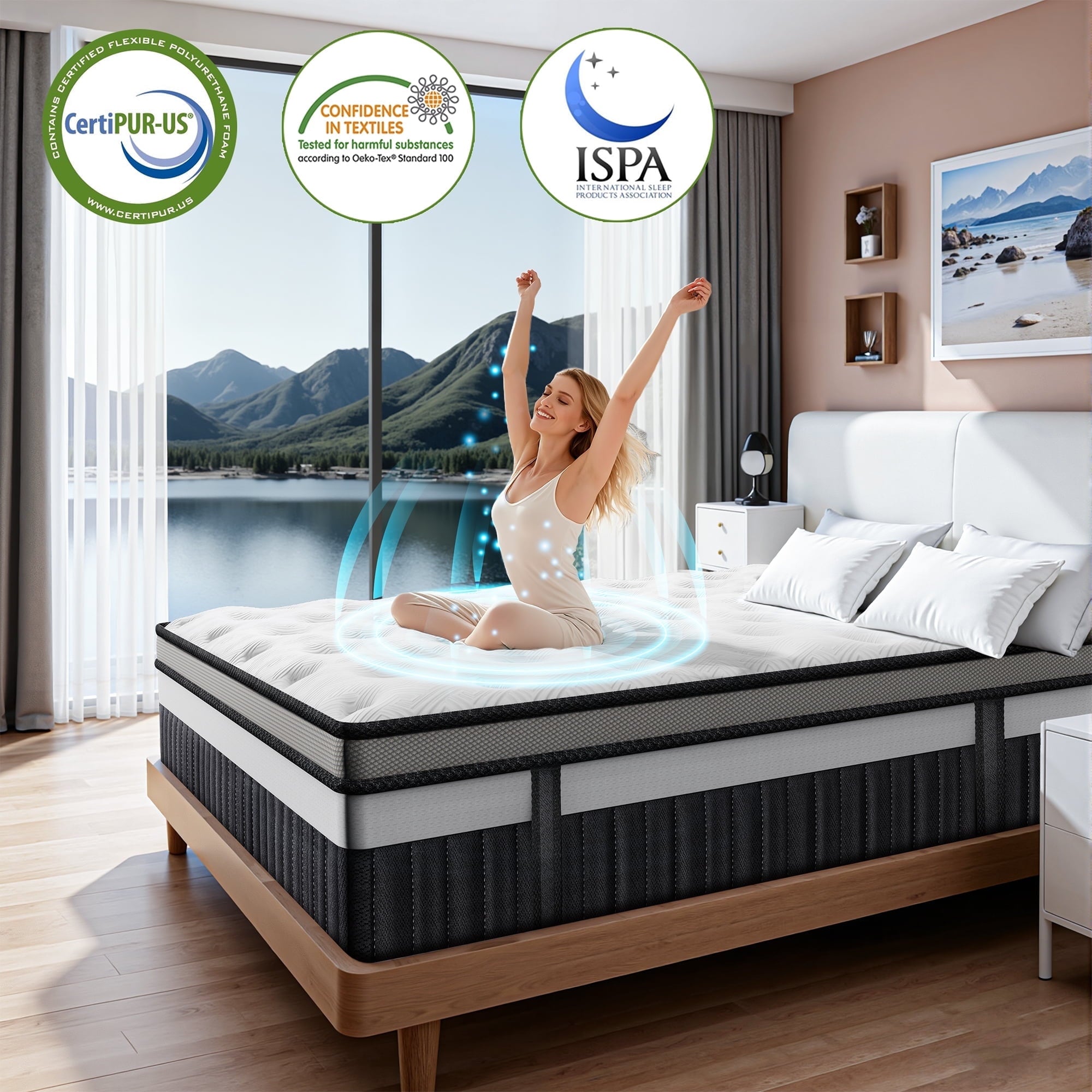FaayFian 14 Inch Queen Size Hybrid Mattress – Medium Firm Cooling Memory Foam & Pocket Spring Bed in a Box, Breathable Fabric, Motion Isolation, CertiPUR-US Certified
