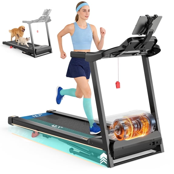 FaayFian Treadmill 300lbs Capacity, Folding Treadmill for Home with 6% Incline , 0.6-7.5MPH, APP Control, Shock Absorption, 71 Programs, Home&Office