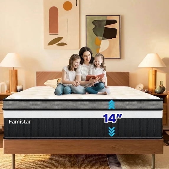 FaayFian Memory Foam Mattress, 14" Innerspring Hybrid Mattress, Multiple Size-King