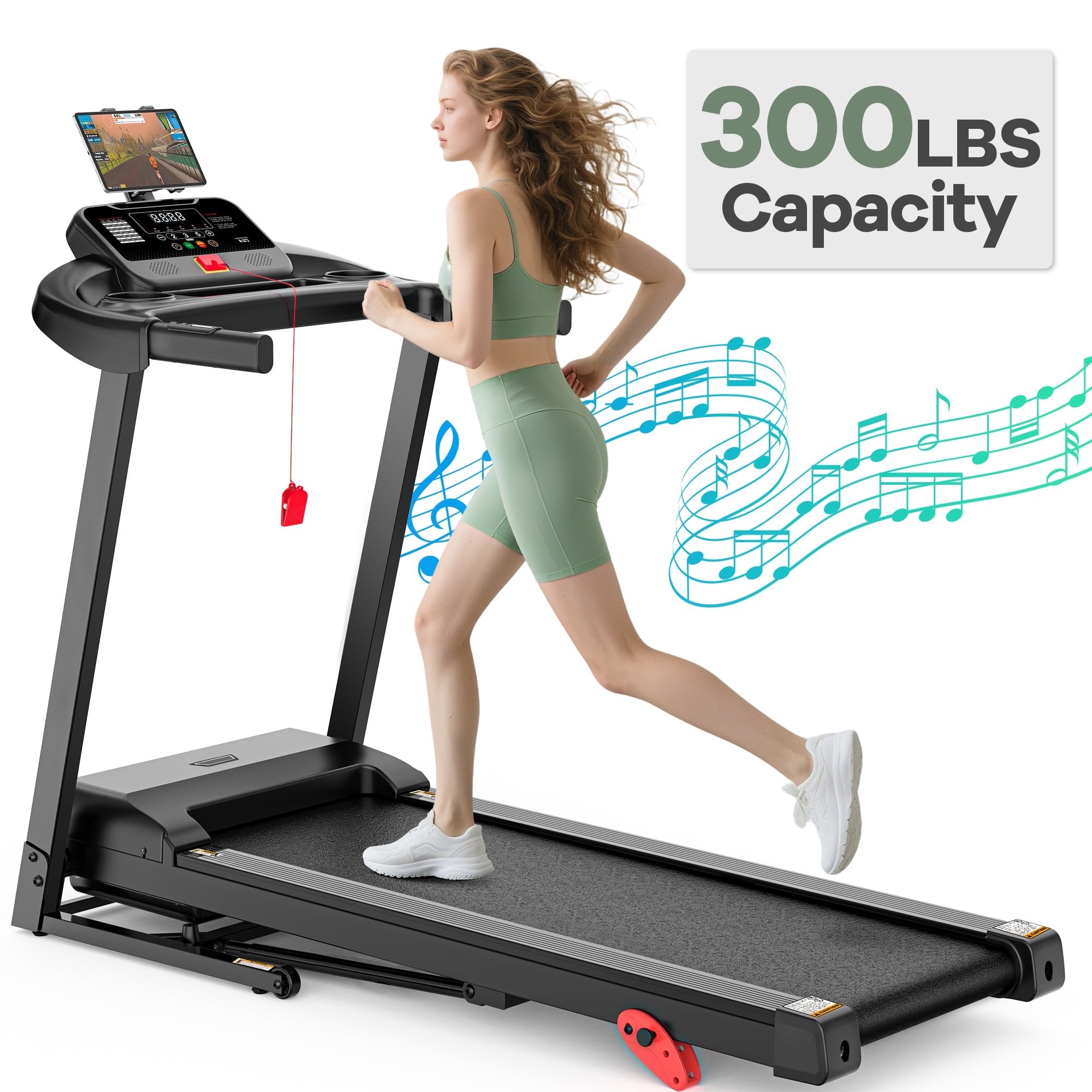 Qvamodo Foldable Electric Treadmill for Home,Walking Pad Treadmill with Incline/Handle,Indoor Running Machine for Home,Compact Treadmill 300 lb Capacity, 3.5HP Quiet Brushless,64+7 Programs,Free Knee Gifts