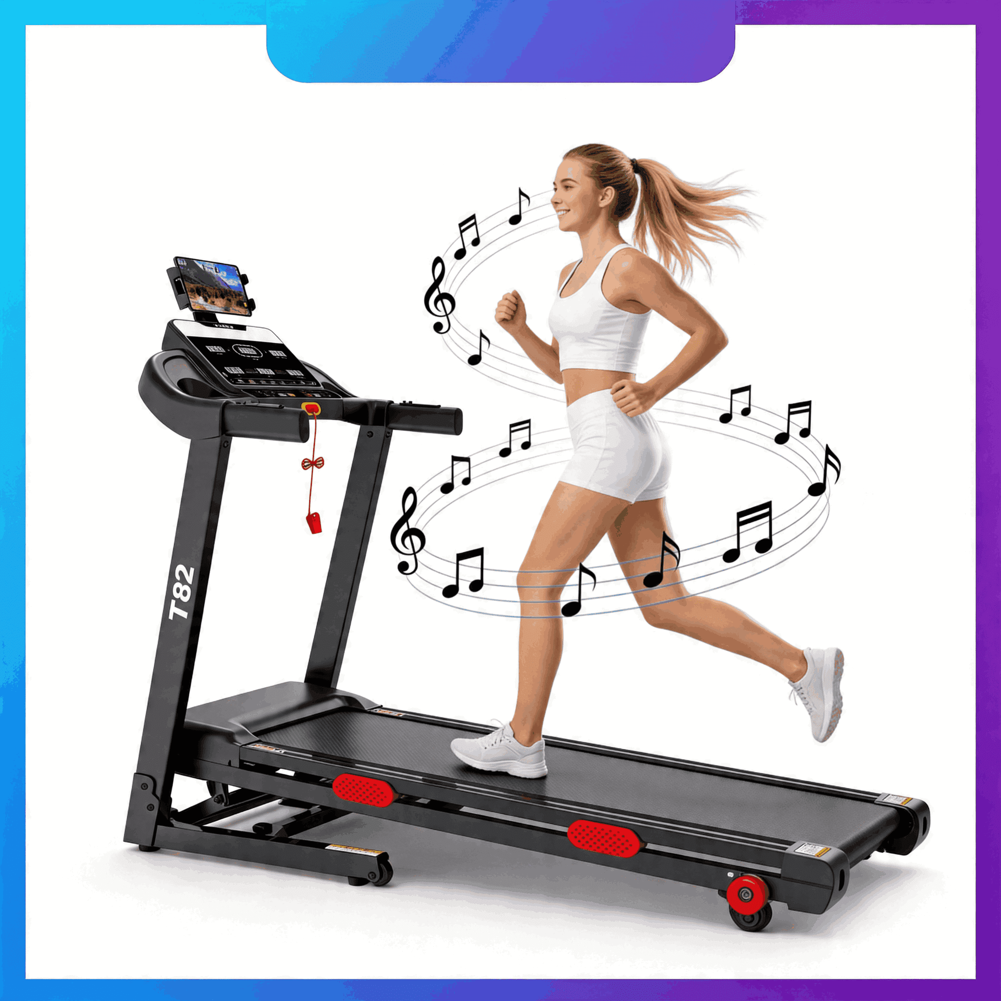 Qvamodo Foldable Electric Treadmill for Home, 3.8 HP Portable Treadmill with Incline for Running Exercise, 300 lb Capacity, App Controll, 15% Auto Incline