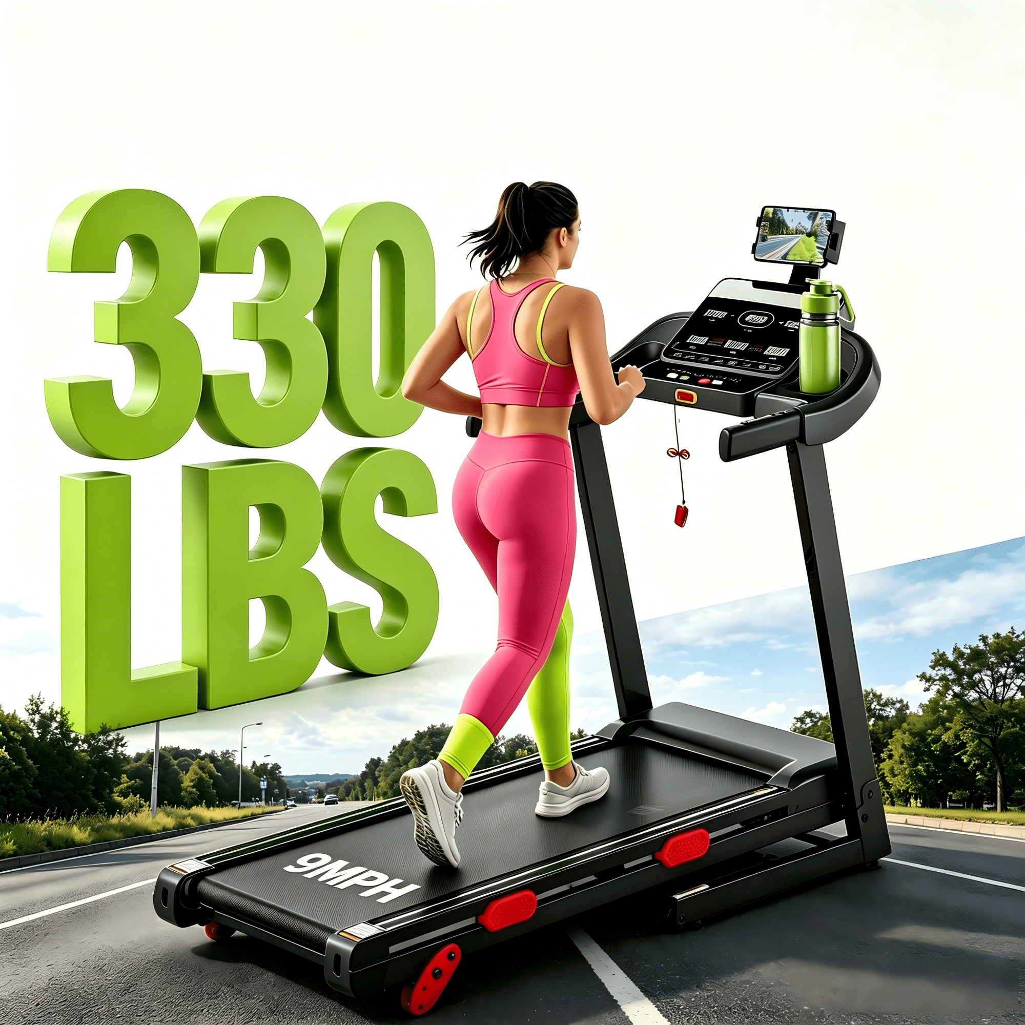 OXIBYPU Foldable Home Treadmill 10% Incline, 0.6-9MPH Quiet Brushless Motor, 330LBS Capacity Smart APP Walking Pad for Apartment