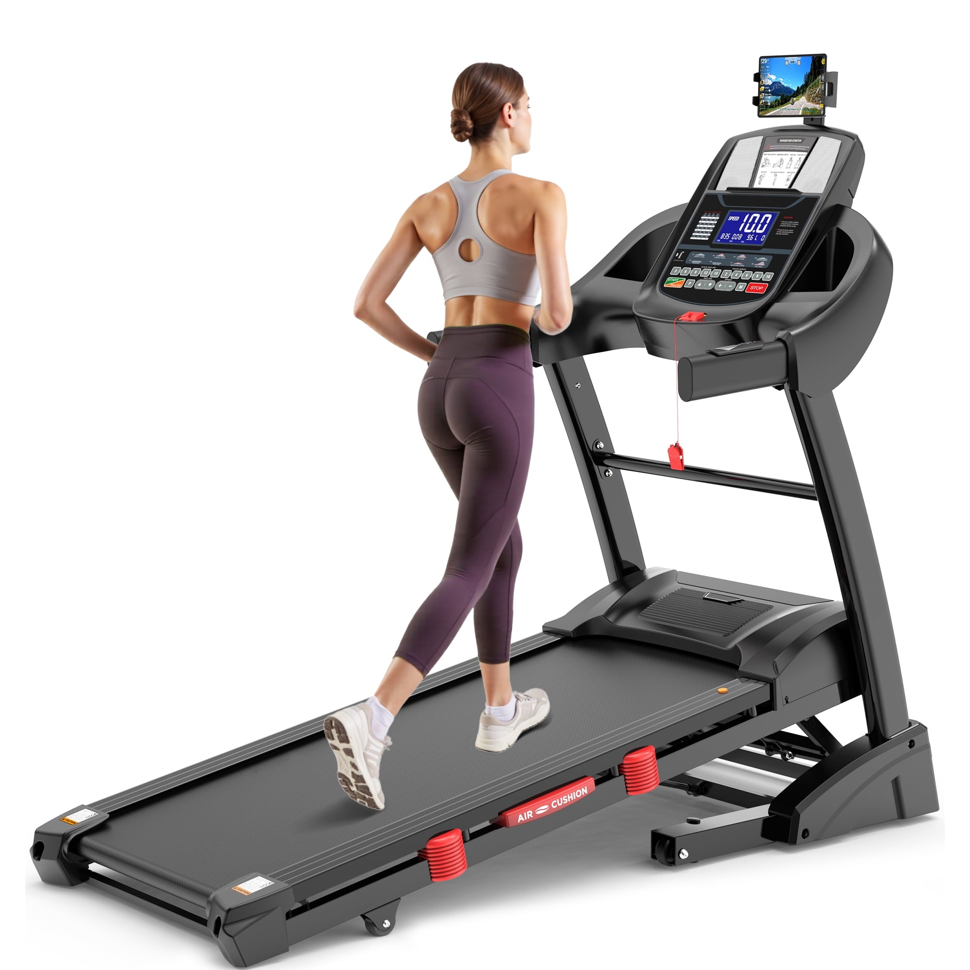 WNANEEZ Foldable Treadmill with 300lbs Capacity, Automatic Incline Treadmill with Powerful Motor, Bluetooth & Smart App Control,Ideal for Home Fitness, Walking, Jogging & Running