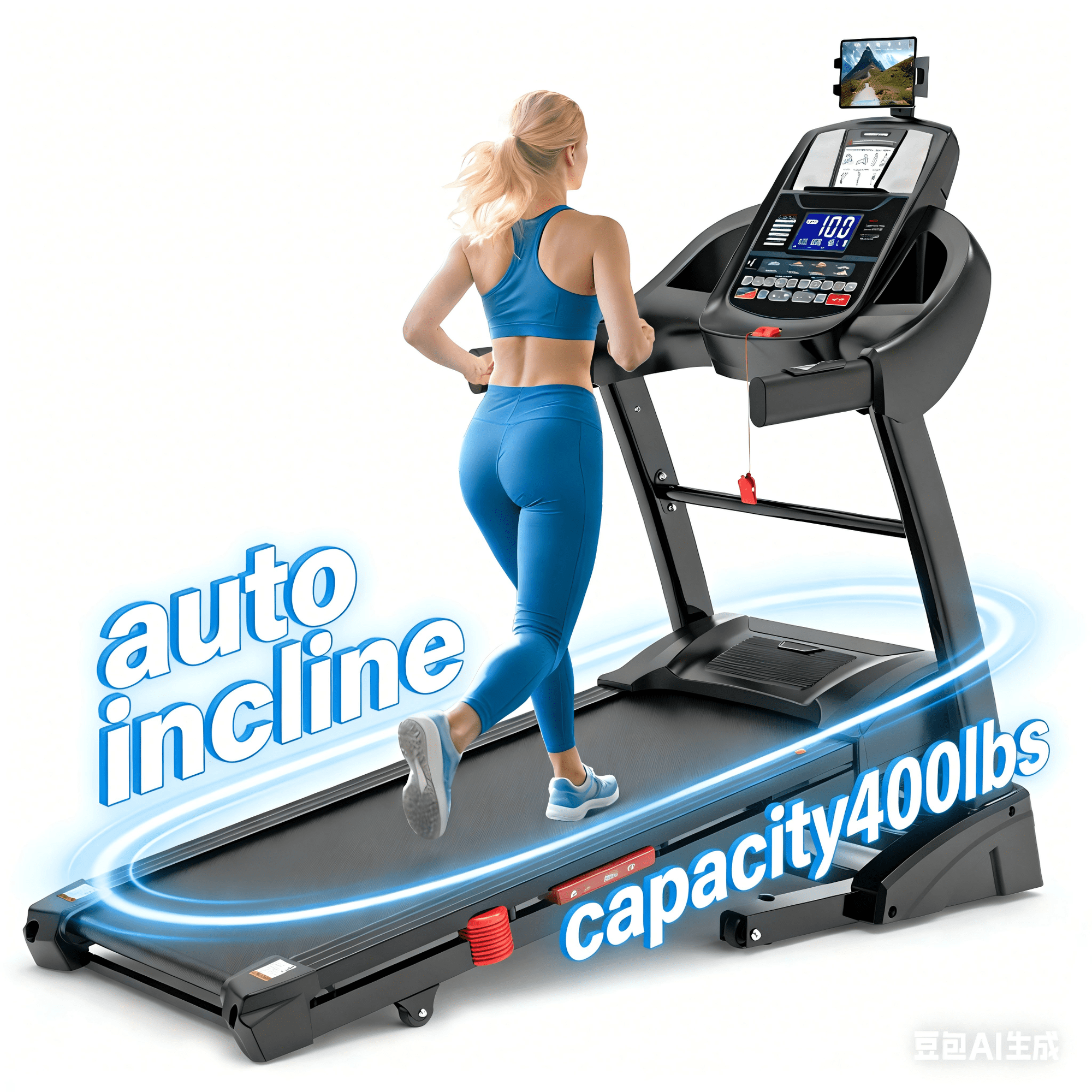 Qvamodo Foldable Treadmill for Home with 20-Level Auto Incline, 5HP Brushless Motor, 12 MPH Speed, 400 LBS Capacity, Bluetooth Speakers, App Control, Shock Absorption Running Belt