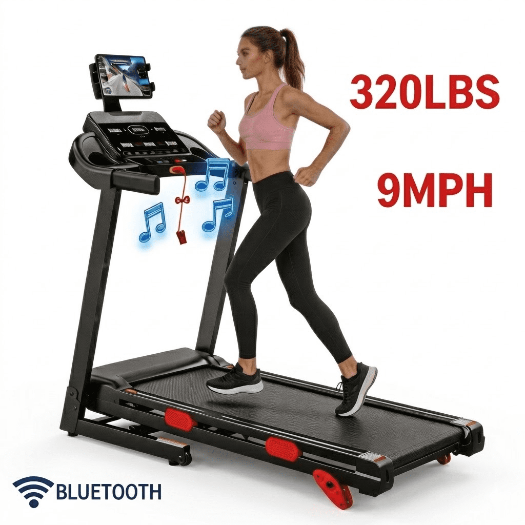 WNANEEZ Folding Electric Treadmill for Home Use with APP Control, Shock Absorption, 3.75HP Quiet Motor, Compact Design for Daily Cardio Workout