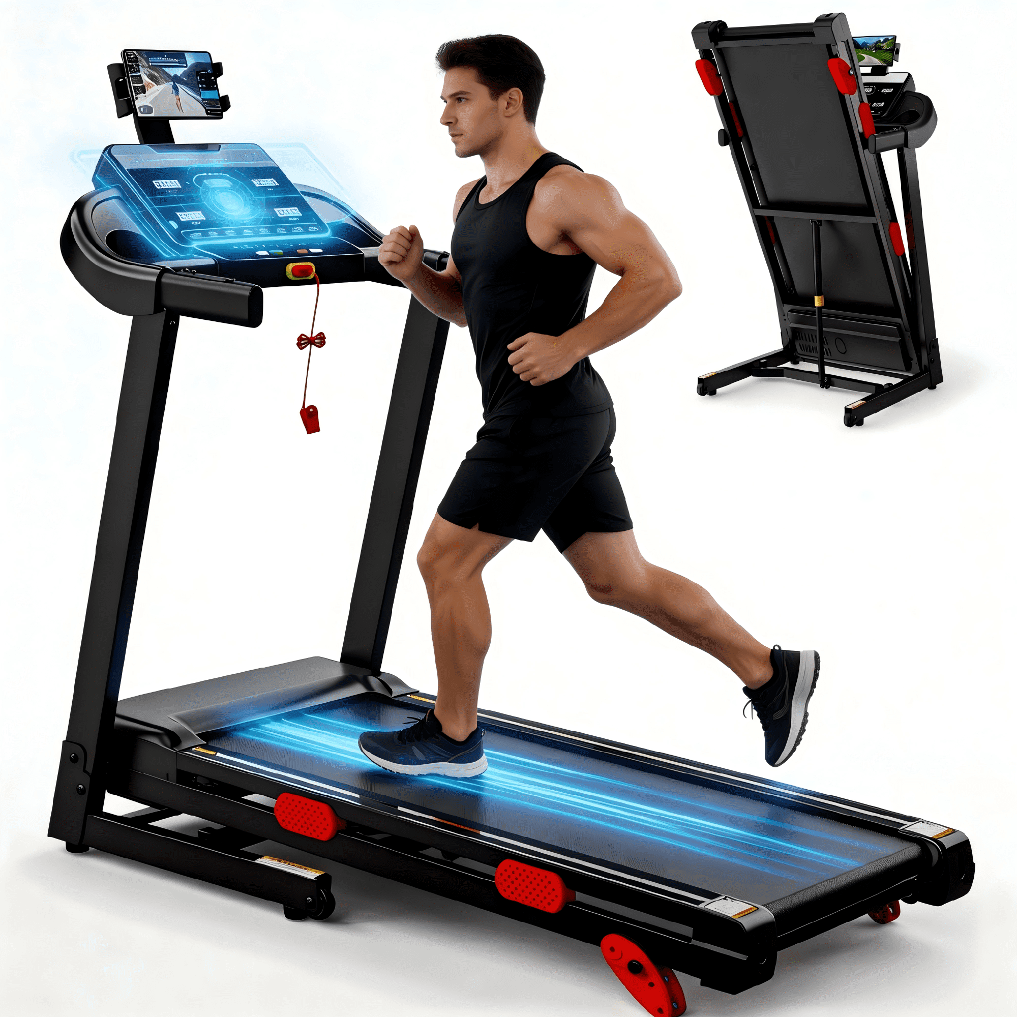 FaayFian Store Folding Treadmill with 3.75HP Brushless Motor, 320LB Capacity, 10% Incline Electric Running Machine with Smart APP & Heart Rate Monitor, Space Saving for Home Gym