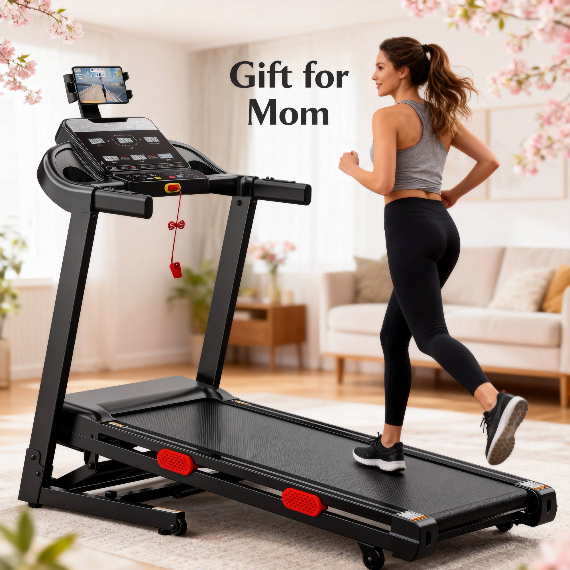 WNANEEZ Folding Treadmill, 3.8 HP Foldable Treadmill for Home, Running Treadmill with LED Display for Exercise, 300 lbs Capacity, Heart rate monitor