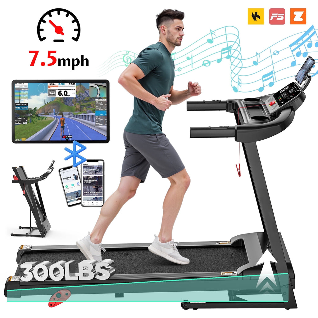 FaayFian Folding Treadmill 300lbs Capacity for Home Gym, 2.75HP Silent Brushless Motor, Home Exercise Treadmill, Free APP Control, 64+3+3+1 Preset Programs, 3 Manual Levels
