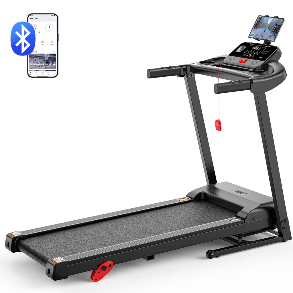 WNANEEZ Folding Treadmill for Home with 3HP Motor, 9% Manual Incline, 7.5 MPH, 64 Workout Programs, FitShow APP Control, LED Display, Heart Rate Monitor, Compact Soft-Drop Design, 300 lbs Capacity