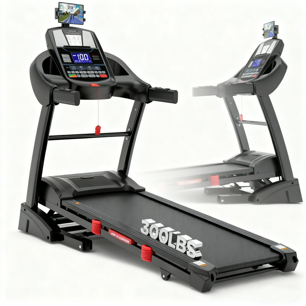 WNANEEZ Folding Treadmill for Home with 4.5HP Motor, 15% Adjustable Incline, APP Control, 71 Programs, LCD Display, 300 lbs Capacity, Bluetooth Speakers, Running Walking Jogging, Knee Straps Gift