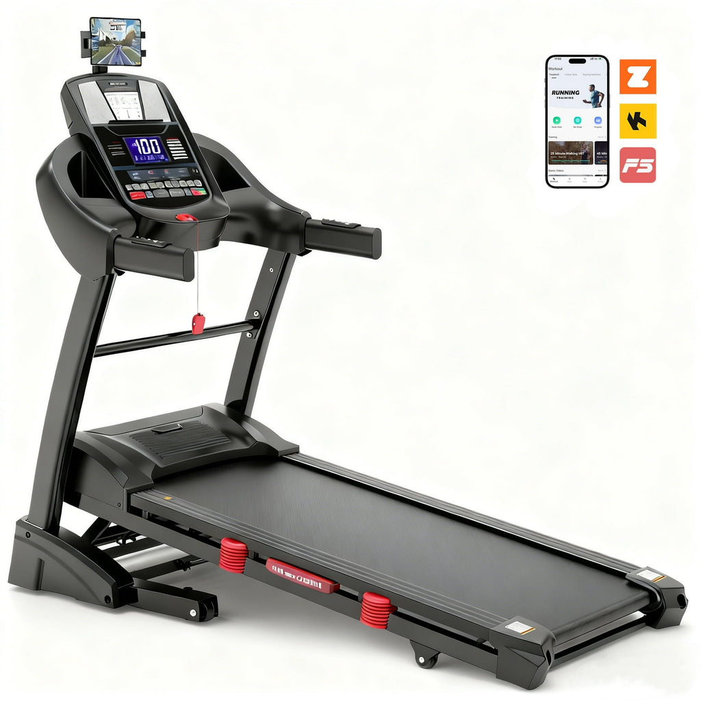 MAJUNES Folding Treadmill for Home–4.5HP Motor, 15-Level Auto Incline, 71 Programs, Free Courses & APP & Bluetooth, LCD Display, 18"×50" Cushioned Deck, 300 lbs Capacity, Jogging walking, Knee Straps Bonus