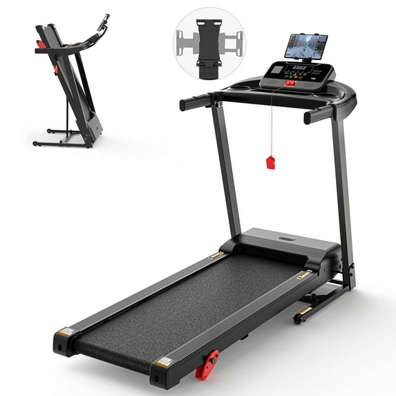 Qvamodo Folding Treadmill for Home with Incline, Portable Foldable Treadmill 300 LB Capacity, 3HP Quiet Motor, 7.5MPH Jogging Running Treadmill, Exercise Equipment for Apartment & Home Gym