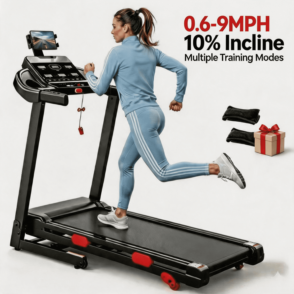 ODYAAZ Folding Treadmill for Home Use with 10% Incline, 0.6–9 MPH Speed Range, Dual Brushless Motor, APP Control with Step Tracking, 330 lbs Capacity for Walking, Running & Apartment Fitness