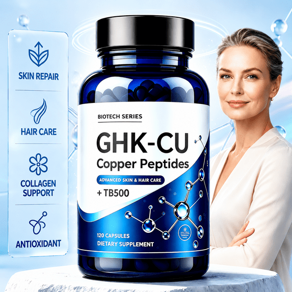 MAJUNES GHK‑CU Copper Peptides Supplement, GHK‑CU Peptide Complex with Amino Acid Blend, Supports Radiant Skin & Smoothy Hair, Vegan Non‑GMO, 120 Capsules