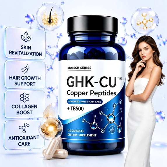 MAJUNES GHK‑CU Supplement, GHK‑CU Peptide Copper Peptides Capsules, Supports Skin Elasticity & Hair Health, Vegan Non‑GMO Dietary Supplement, 120 Capsules