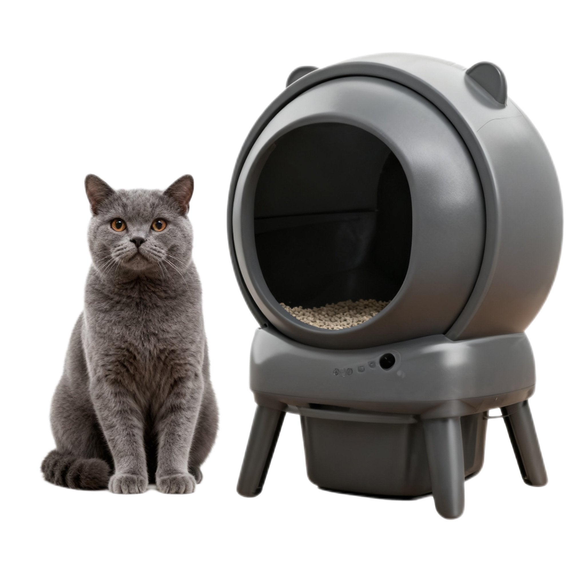 MAJUNES Hands-Free Self Cleaning Litter Box for Multiple Cats, 100L+15L Large Capacity with Safety Protection & App Control, Includes Garbage Bags & Mat