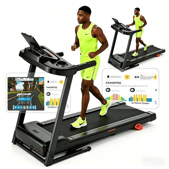 Qvamodo Incline Treadmill with Incline 9% & Decline -3% 9 Level, Folding Treadmill for Home, Quiet Dual Motor Drive, LCD Display, Portable Compact for Small Spaces