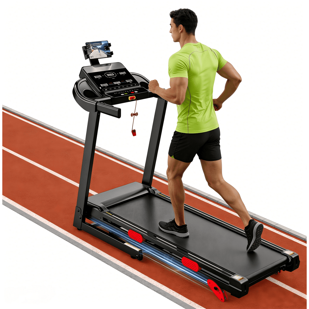 Qvamodo Incline Treadmill with Dual Brushless Motor, Easy Folding & Equipment, Space-Saving, Home / Apartment Use