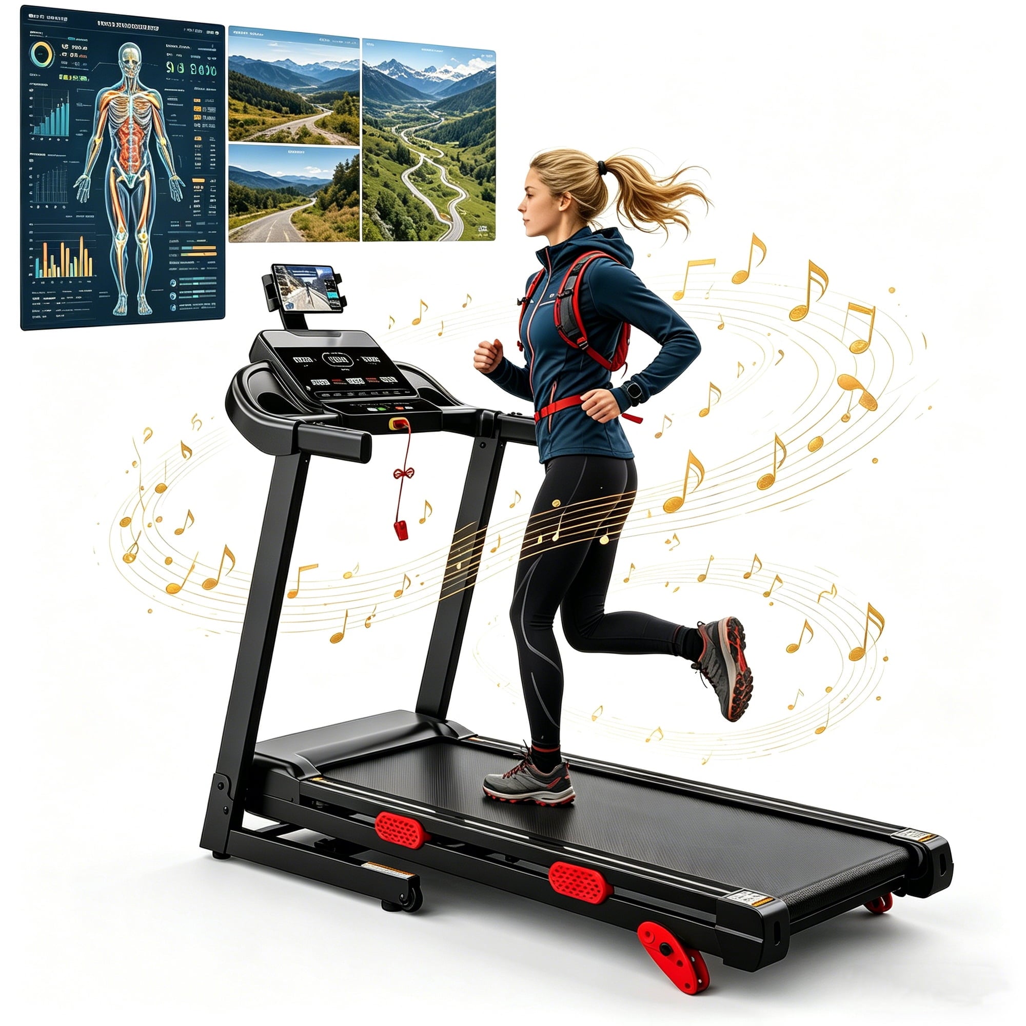 FaayFian Incline Treadmill with Handle Bar,3.5HP Portable Treadmill for Home,Walking Pad with APP Control and LED Display, 300 lbs Weight Capacity