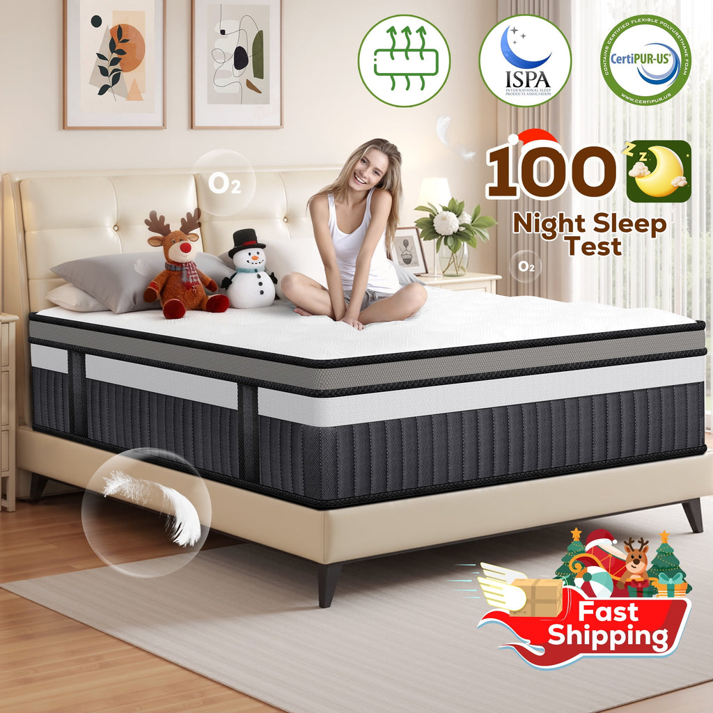 FaayFian King Mattress 14 inch Mattress King Size, Cooling Memory Foam Mattress in a Box, Medium-Firm for Pressure Relief&Cooler Sleep, CertiPUR-US