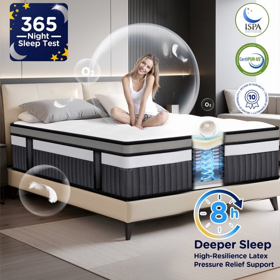 Qvamodo King Size Mattress 14 Inch Hybrid Mattress in a Box, King Mattress with Cooling Memory Foam & Pocket Coils, Medium Firm, Motion Isolation & Pressure Relief, CertiPUR-US Certified