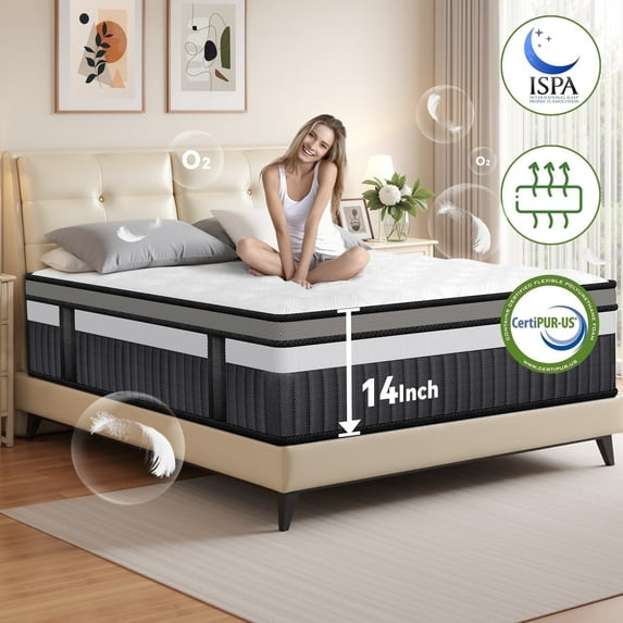 FaayFian King Mattress 14 inch Mattress King Size, Cooling Memory Foam Mattress in a Box, Medium-Firm for Pressure Relief&Cooler Sleep, CertiPUR-US