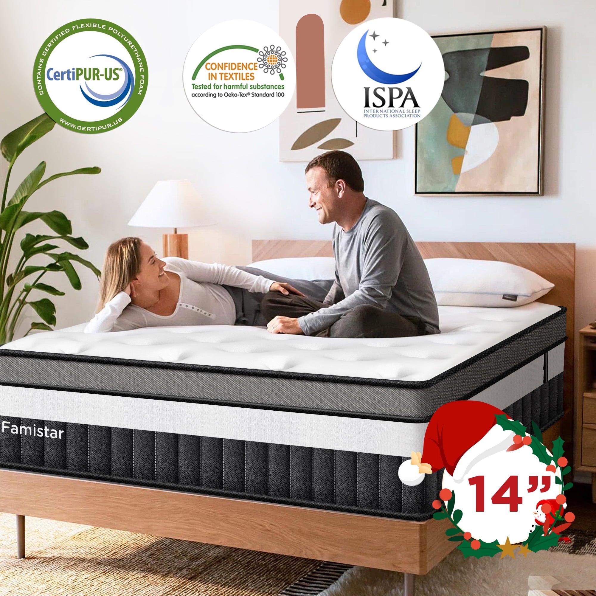 MAJUNES King Mattress in a Box, 14 Inch Gel Memory Foam Hybrid Mattress, Medium Firm, Edge Support, Cooling Breathable Design for Comfortable Sleep, Motion Isolation, CertiPUR-US Certified