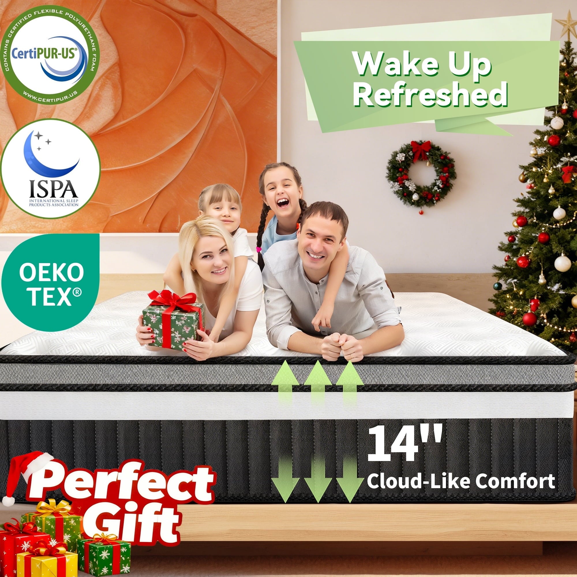 ODYAAZ King Mattress in a Box, 14in Memory Foam Mattress, Motion Isolation, Zoned Pressure Relief, Cooling & Breathable, Gel Infused, Medium Firm Feel, CertiPUR-US Certified