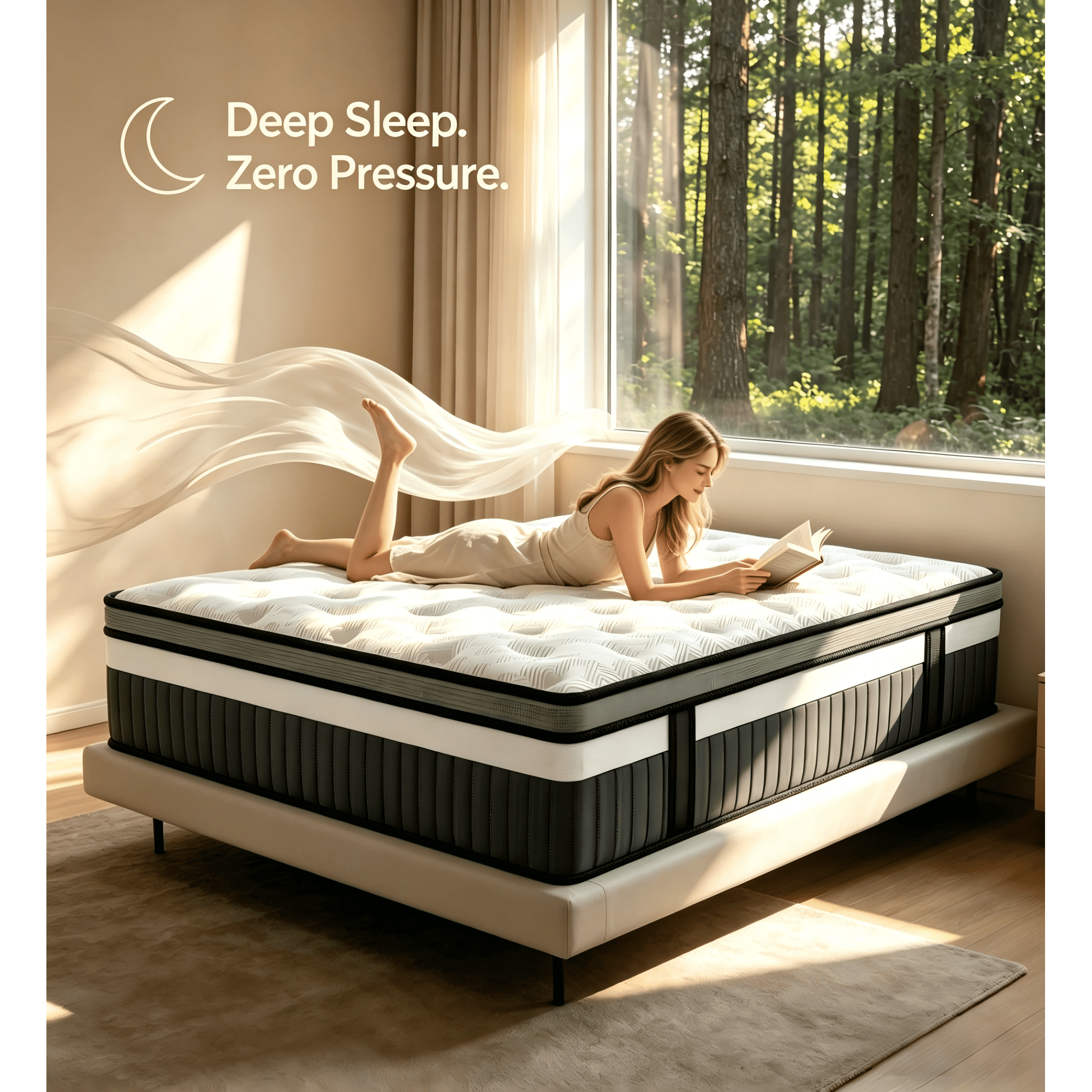 OXIBYPU King Size 14 Inch Hybrid Mattress - Memory Foam and Pocket Springs, Medium Firm Support, Cool Sleep, Pressure Relief, Motion Isolation, Bed in a Box, CertiPUR-US