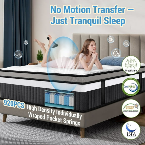 Qvamodo King Size Mattress, 14 Inch Gel Memory Foam King Mattress for Cooling Night & Pressure Relief, Medium Plush Feel with Motion Isolating