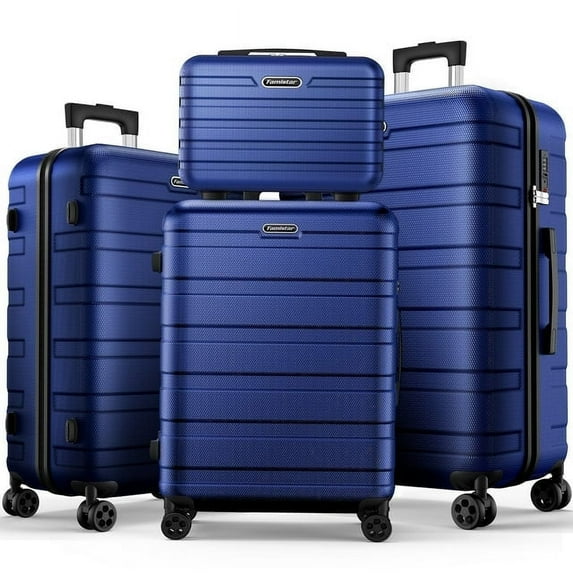 ODYAAZ Luggage Sets 4 Piece, Expandable ABS Durable Suitcases Sets, TSA Lock Travel Checked Luggage Sets Navy Blue