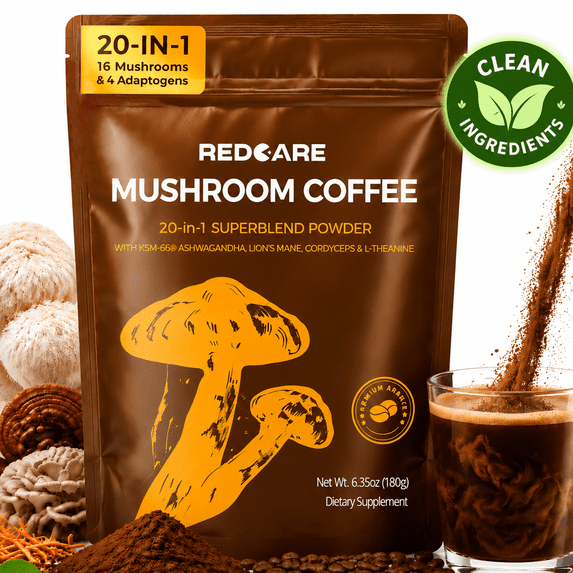MAJUNES Mushroom Coffee Organic Instant Coffee with 16 Mushrooms & 4 Adaptogens, 20-in-1 Mushroom Complex, Lion's Mane Mushroom Powder, Reishi, Chaga, Organic Mushroom Coffee, Low Acid Coffee, No Added Sugar