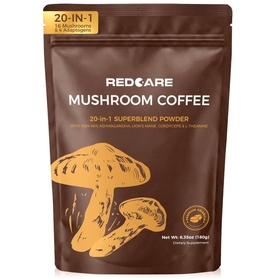 MAJUNES Mushroom Coffee w/ Adaptogenic Mushrooms, Lion's Mane, Cordyceps, Turkey Tail,Reishi, Ashwagandha, L-Theanine,Green Tea, Instant Coffee Powder for Focus, Digestion & Immunity, Fruiting Body, 6.35oz