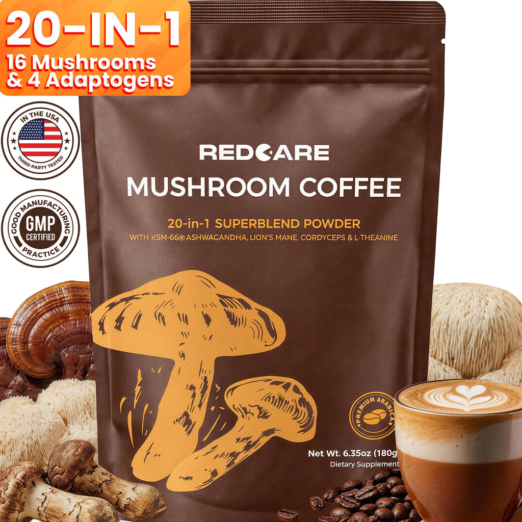 MAJUNES Mushroom Coffee w/ Adaptogenic Mushrooms, Lion's Mane, Cordyceps, Turkey Tail,Reishi, Ashwagandha, L-Theanine,Green Tea, Instant Coffee Powder for Focus, Digestion & Immunity, Fruiting Body, 6.35oz