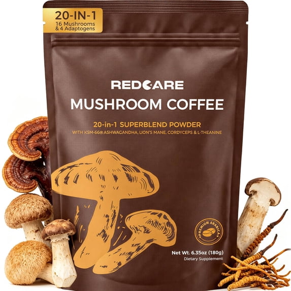 MAJUNES Mushroom Coffee with 16 Superfood Mushrooms & 4 Adaptogens, Instant Mushroom Coffee Supports Focus, Energy & Immune Health, 6.35oz